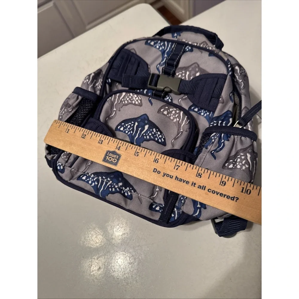 Pottery‎ Barn Kids Backpack Stingray Small Gray Blue Nautical